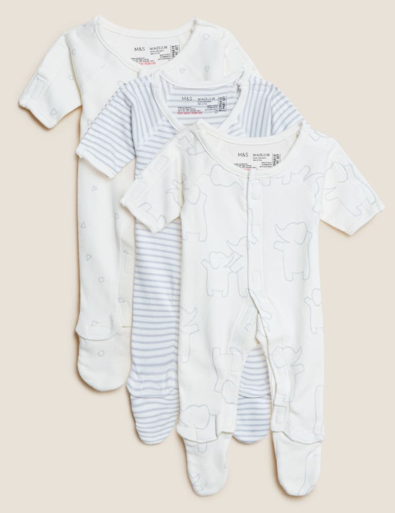 3pk Pure Cotton Premature Sleepsuits 3lbs 4lbs