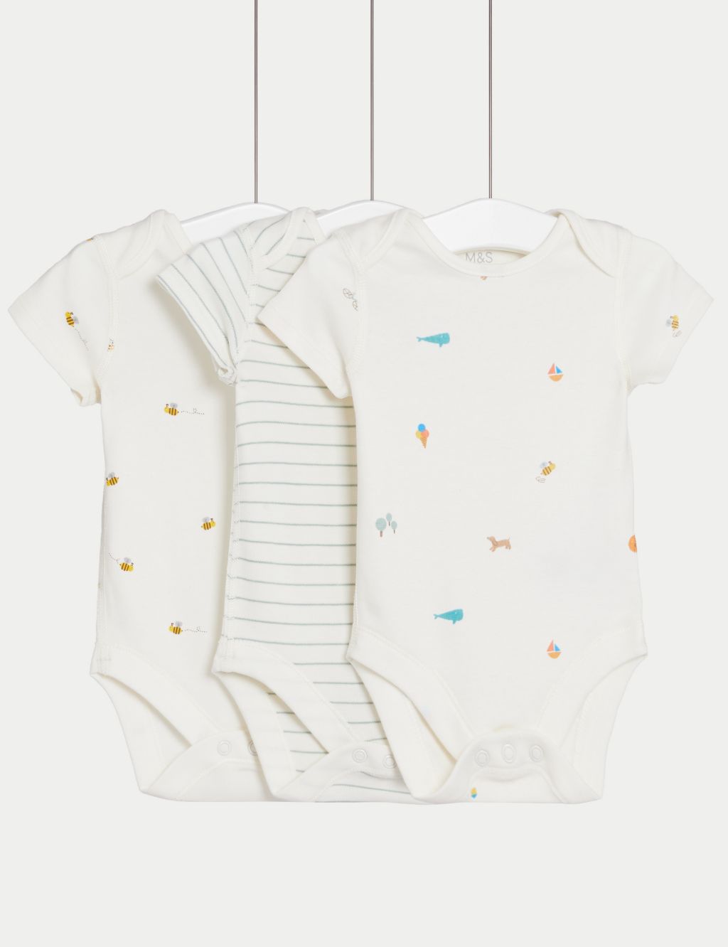 3pk Pure Cotton Printed Bodysuits (0 – 3 Yrs) 3 of 4