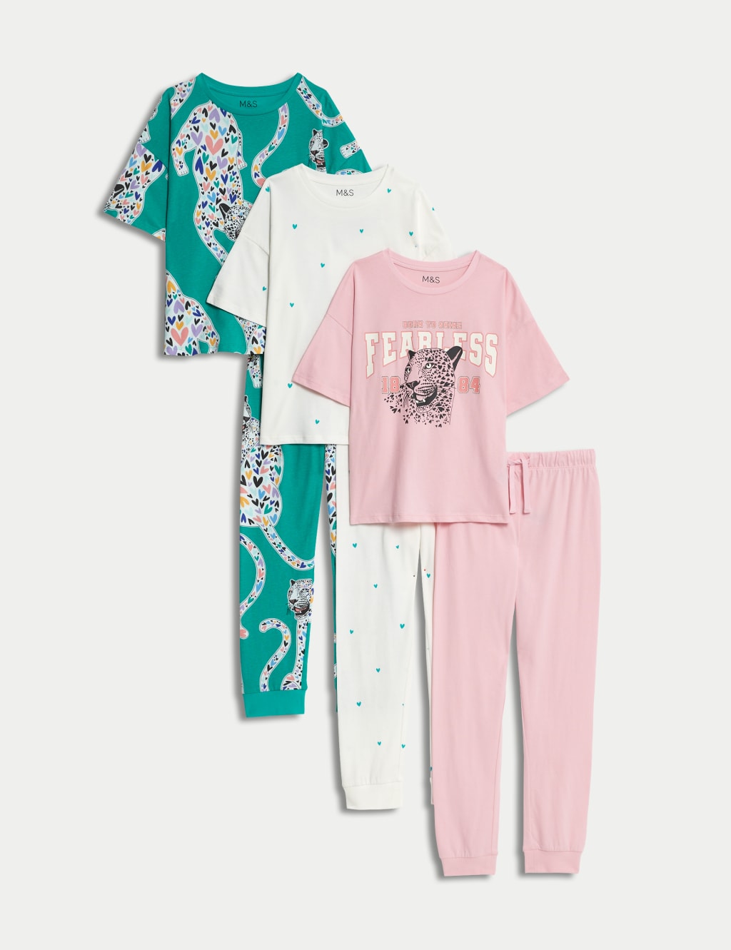 3pk Pure Cotton Printed Pyjamas (6-16 Yrs) 1 of 2