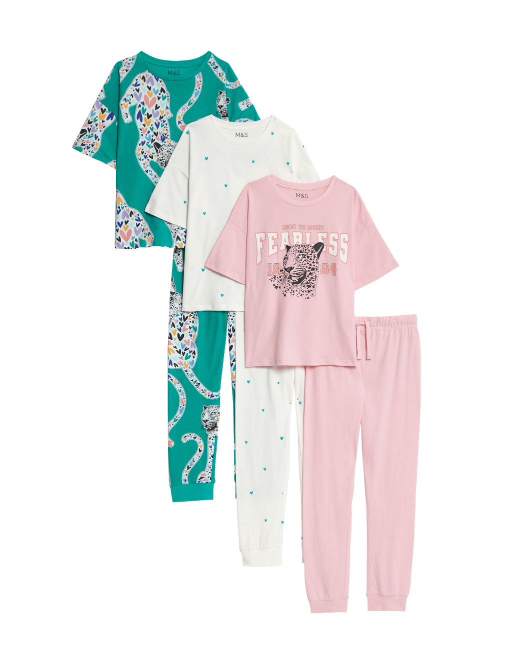 3pk Pure Cotton Printed Pyjamas (6-16 Yrs) 2 of 2