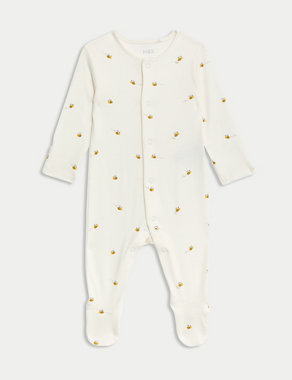 3pk Pure Cotton Printed Sleepsuits (0-36 Months) Image 2 of 4