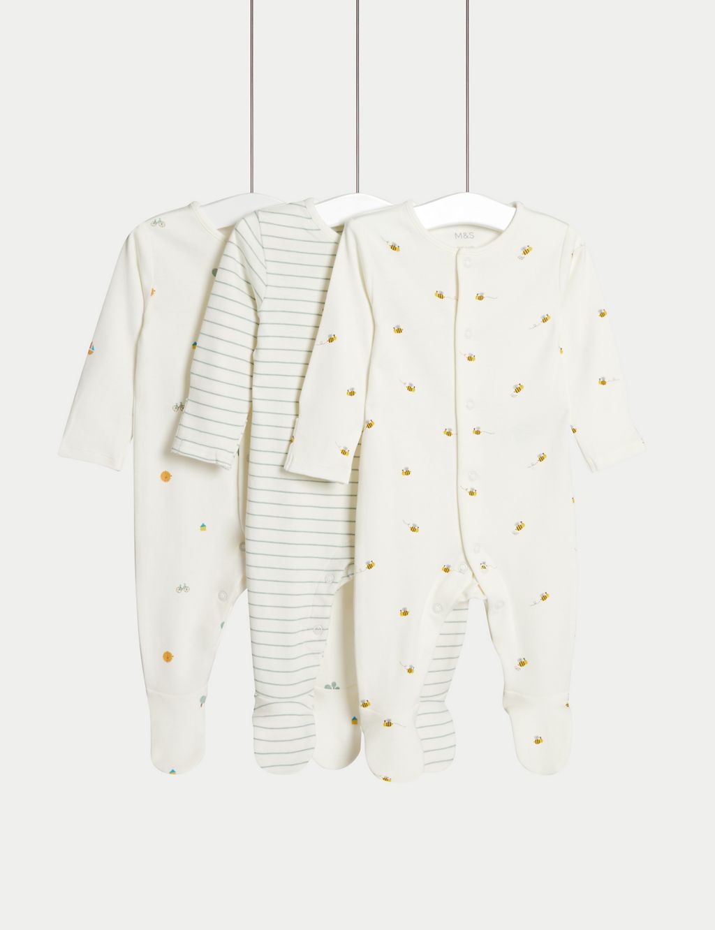 3pk Pure Cotton Printed Sleepsuits (0-36 Months) 3 of 4