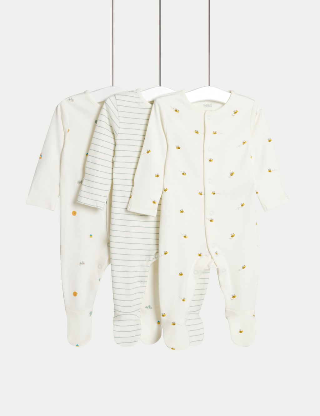 3pk Pure Cotton Printed Sleepsuits (0-36 Months) 3 of 4