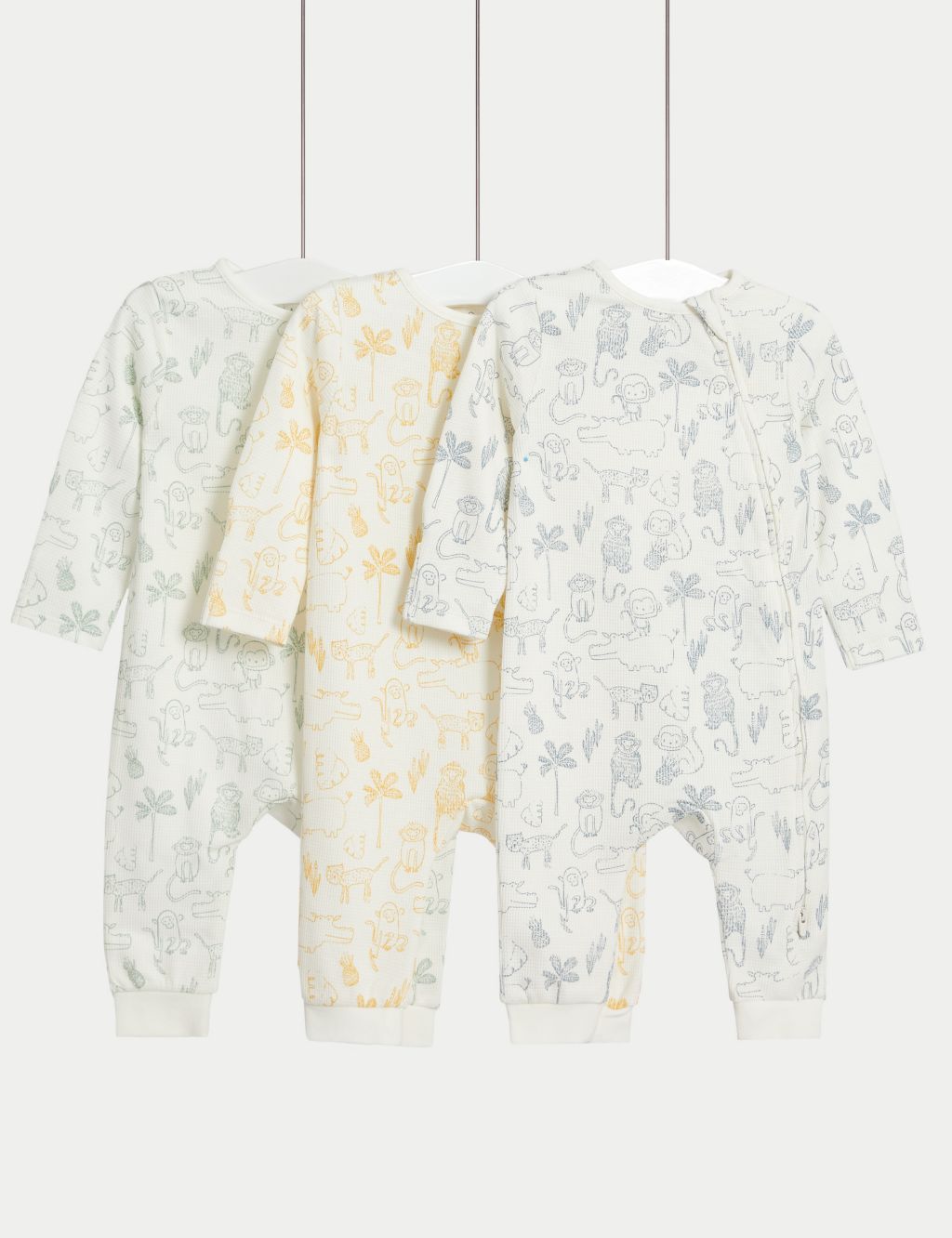 3pk Pure Cotton Safari Sleepsuits (6½lbs-3 Yrs) 3 of 4
