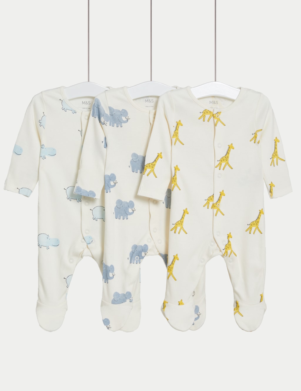 3pk Pure Cotton Safari Sleepsuits (6½lbs-3 Yrs) 3 of 5