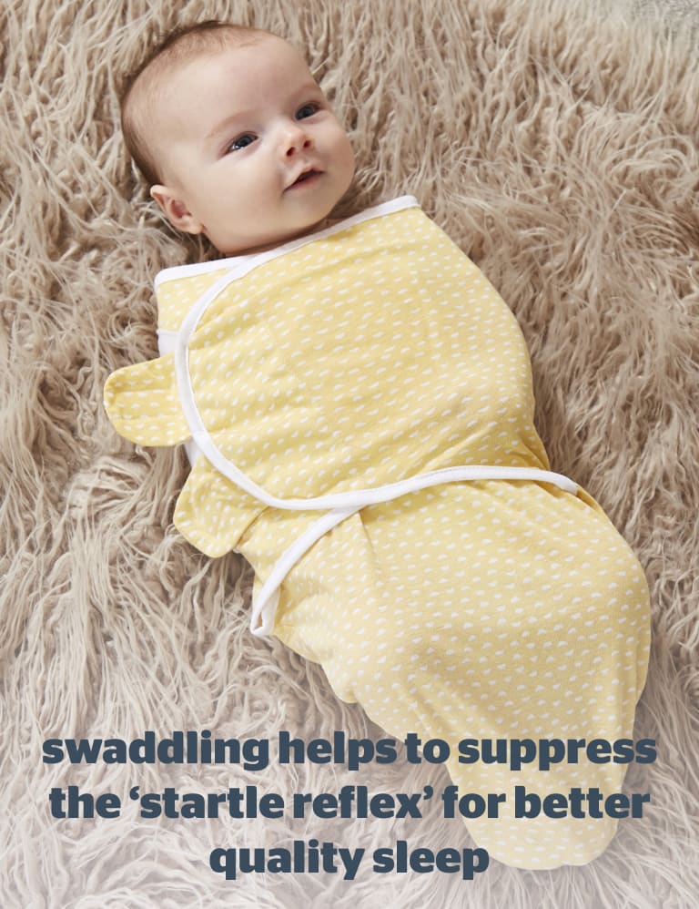 3pk Pure Cotton Safe Nights Swaddles Set Silentnight M&S