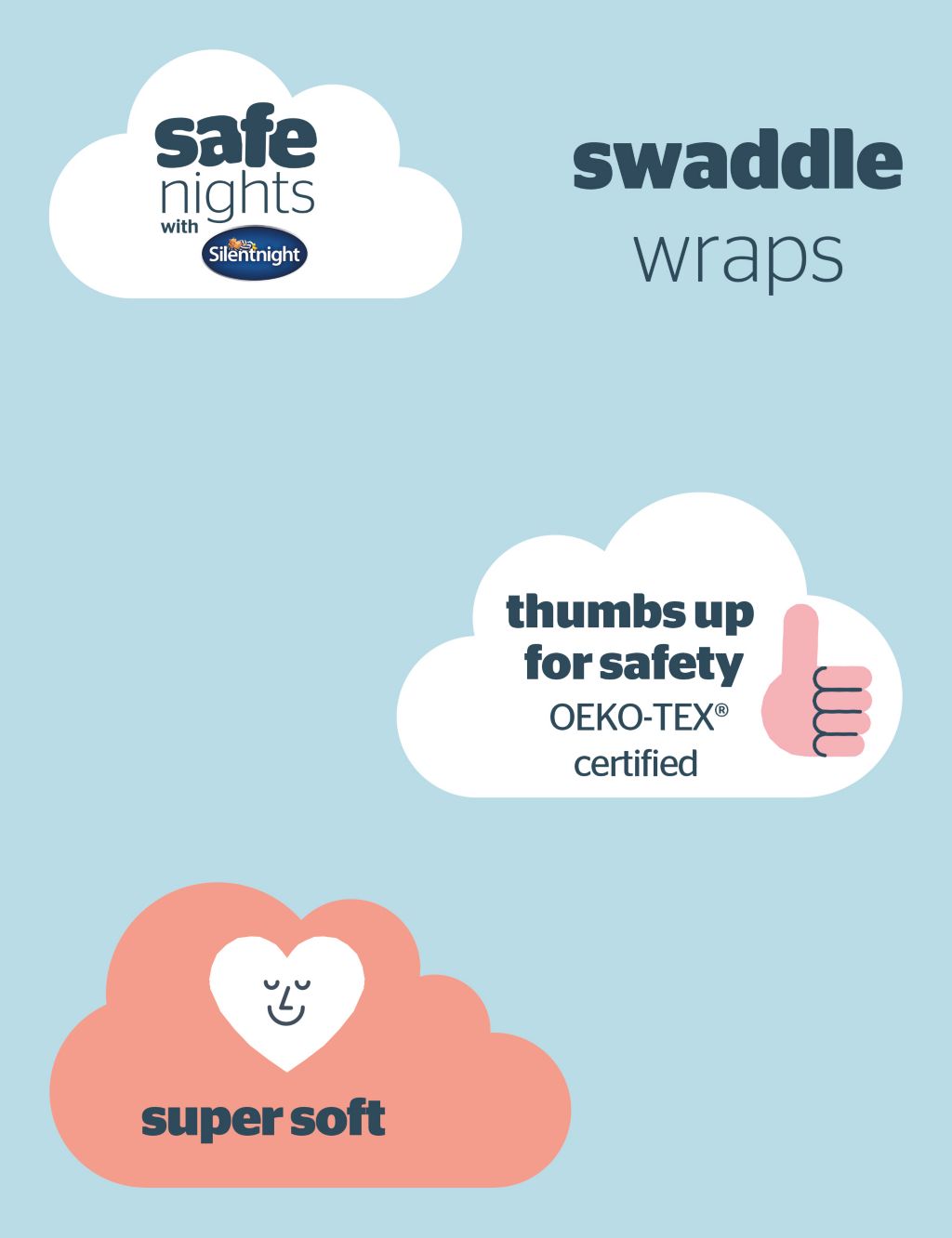 3pk Pure Cotton Safe Nights Swaddles Set 9 of 9
