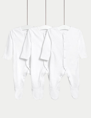 3pk Pure Cotton Sleepsuits (0-3 Yrs) Image 2 of 7