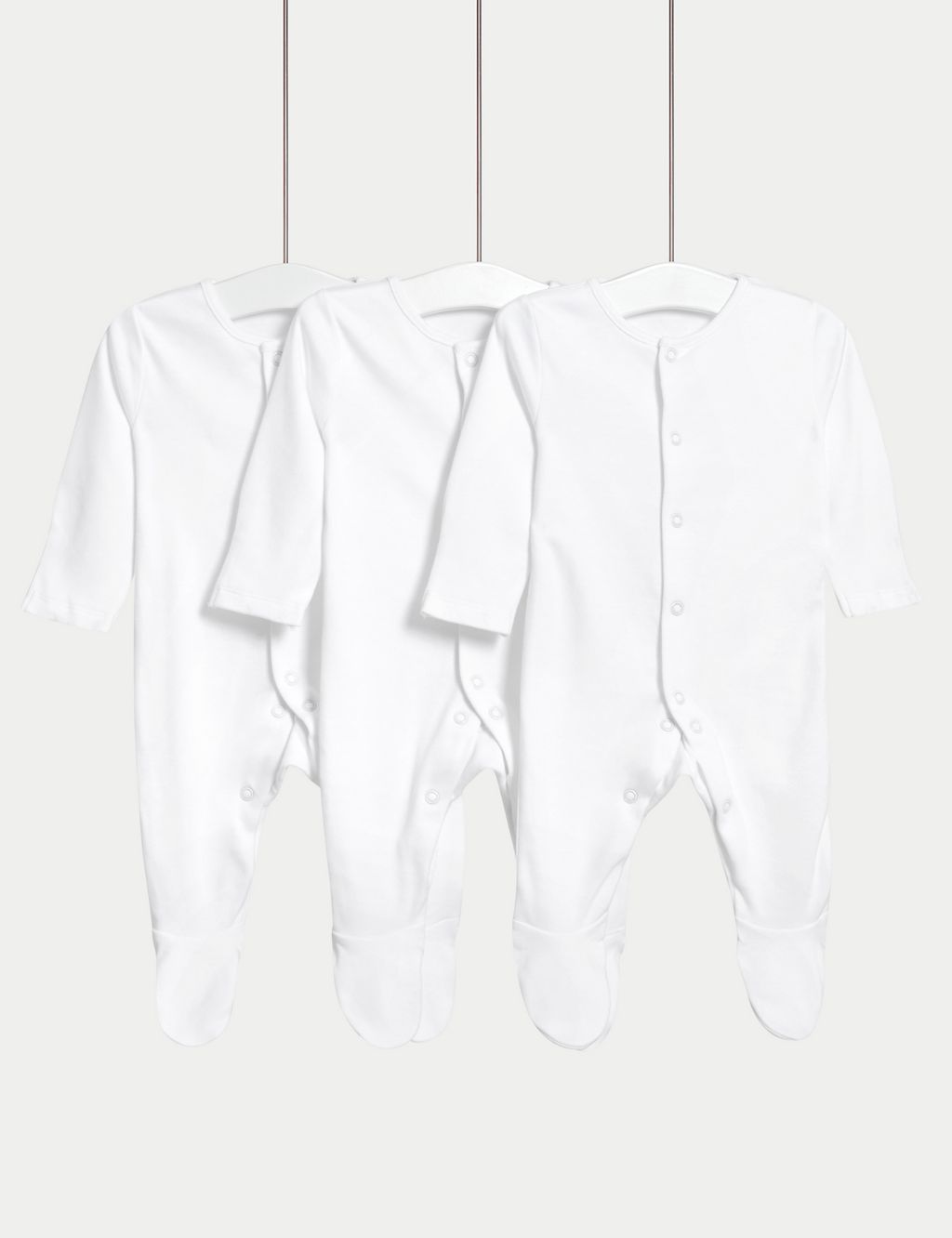 3pk Pure Cotton Sleepsuits (0-3 Yrs) 1 of 7