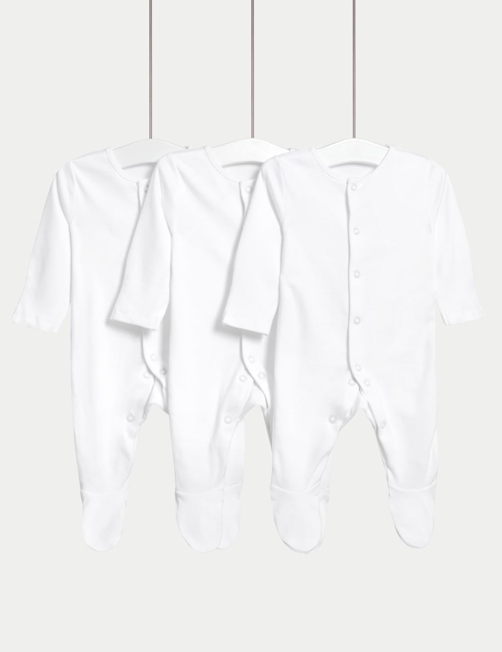 3pk Pure Cotton Sleepsuits (0-3 Yrs) 1 of 7