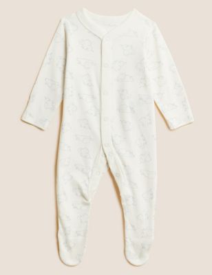 3pk Pure Cotton Sleepsuits (5lbs-3 Yrs) Image 2 of 8