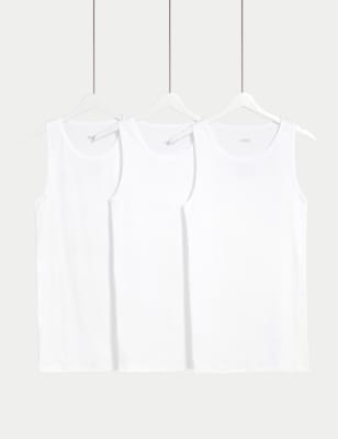3pk Pure Cotton Sleeveless Vests Image 1 of 4