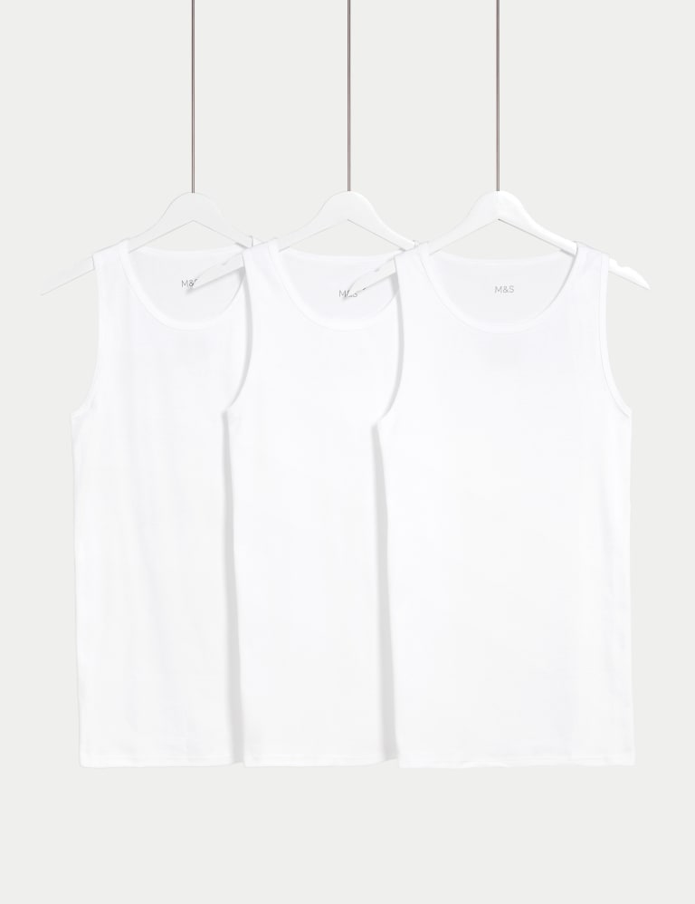 3pk Pure Cotton Sleeveless Vests | M&S Collection | M&S