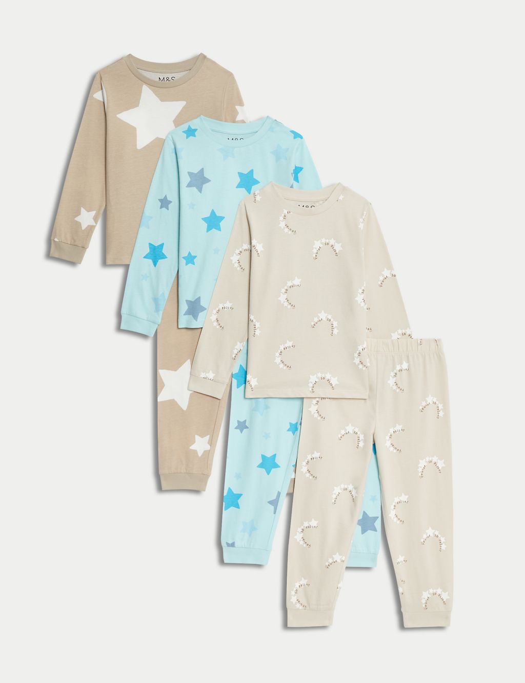 3pk Pure Cotton Star Pyjama Sets (1-8 Yrs) 1 of 1