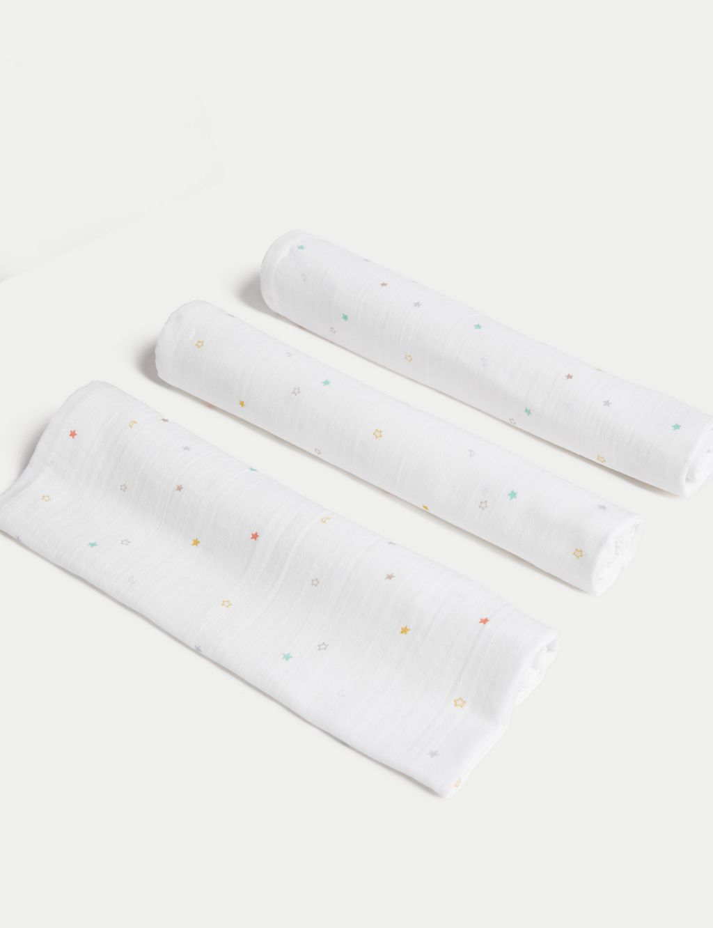 3pk Pure Cotton Stars Muslin Squares 1 of 2