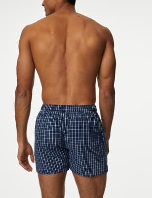 3pk Pure Cotton Checked Woven Boxers