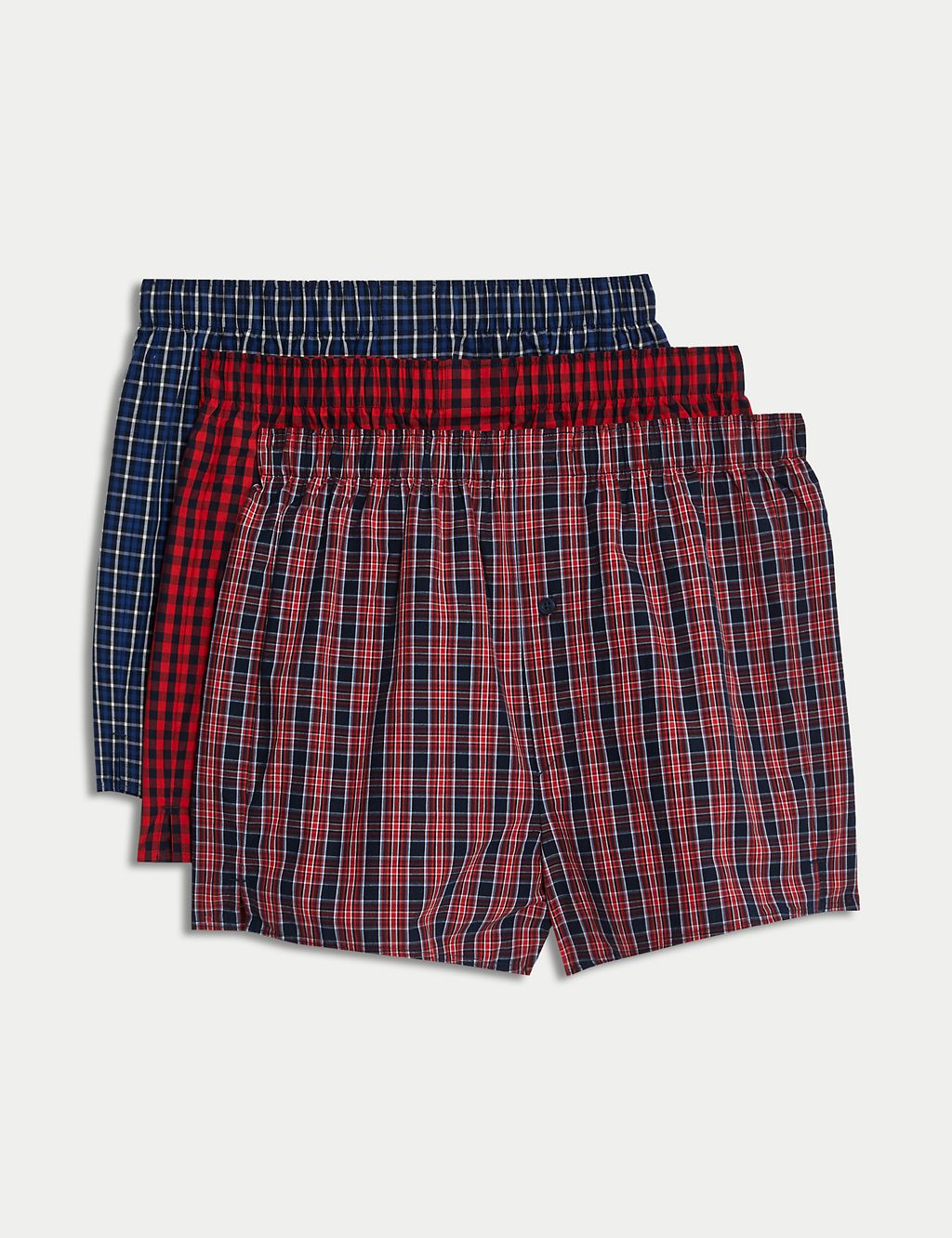 3pk Pure Cotton StayNew™ Checked Boxers | M&S Collection | M&S