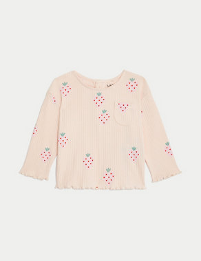 3pk Pure Cotton Strawberry Tops (0-3 Years) Image 2 of 4