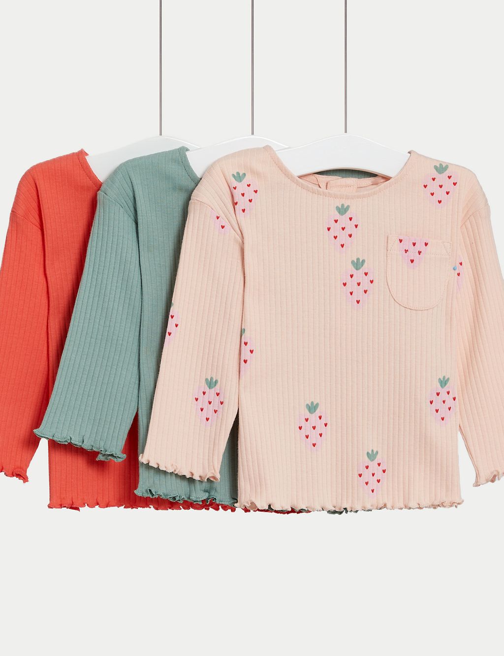 3pk Pure Cotton Strawberry Tops (0-3 Years) 3 of 4