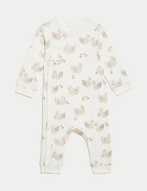 3pk Pure Cotton Swan & Spot Sleepsuits (6½lbs-3 Yrs) Image 2 of 5