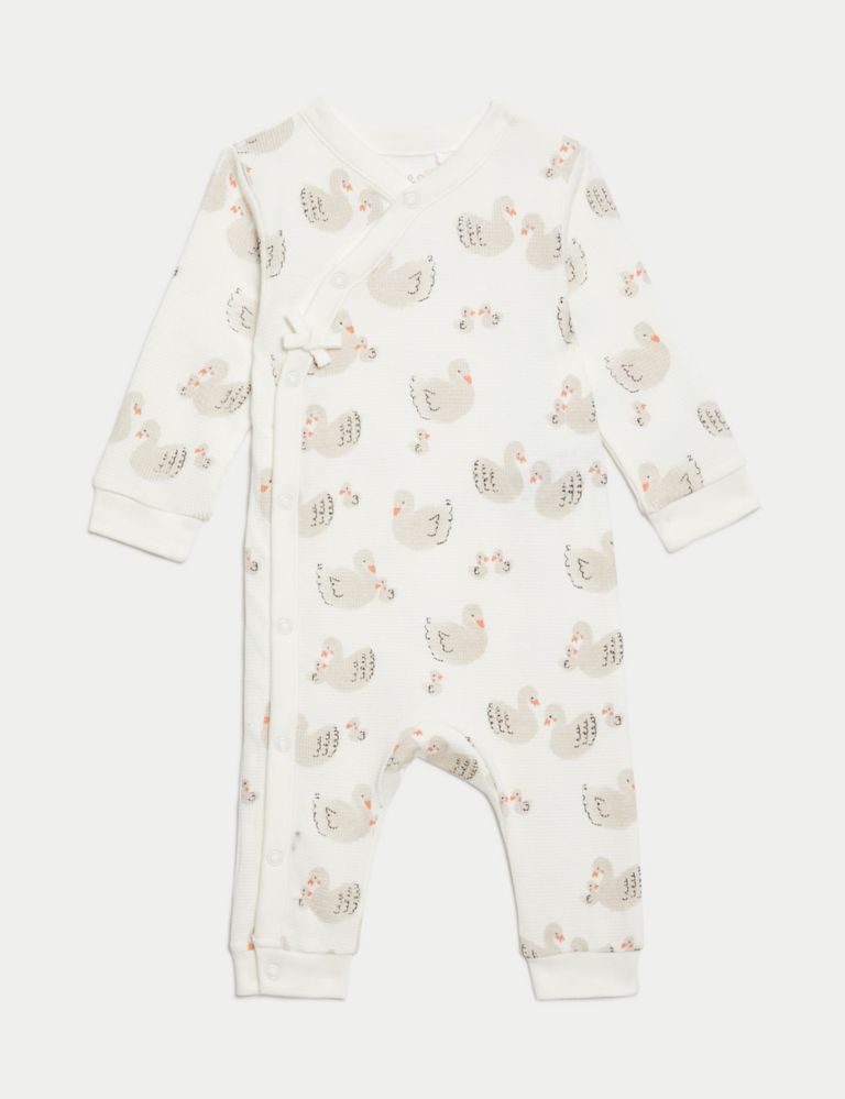 3pk Pure Cotton Swan & Spot Sleepsuits (6½lbs-3 Yrs) 2 of 5