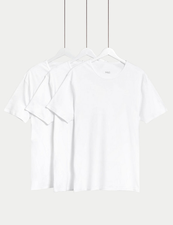 Marks & Spencer Men Clothing Underwear Vests 3pk Pure Cotton V-Neck T-Shirt Vests 