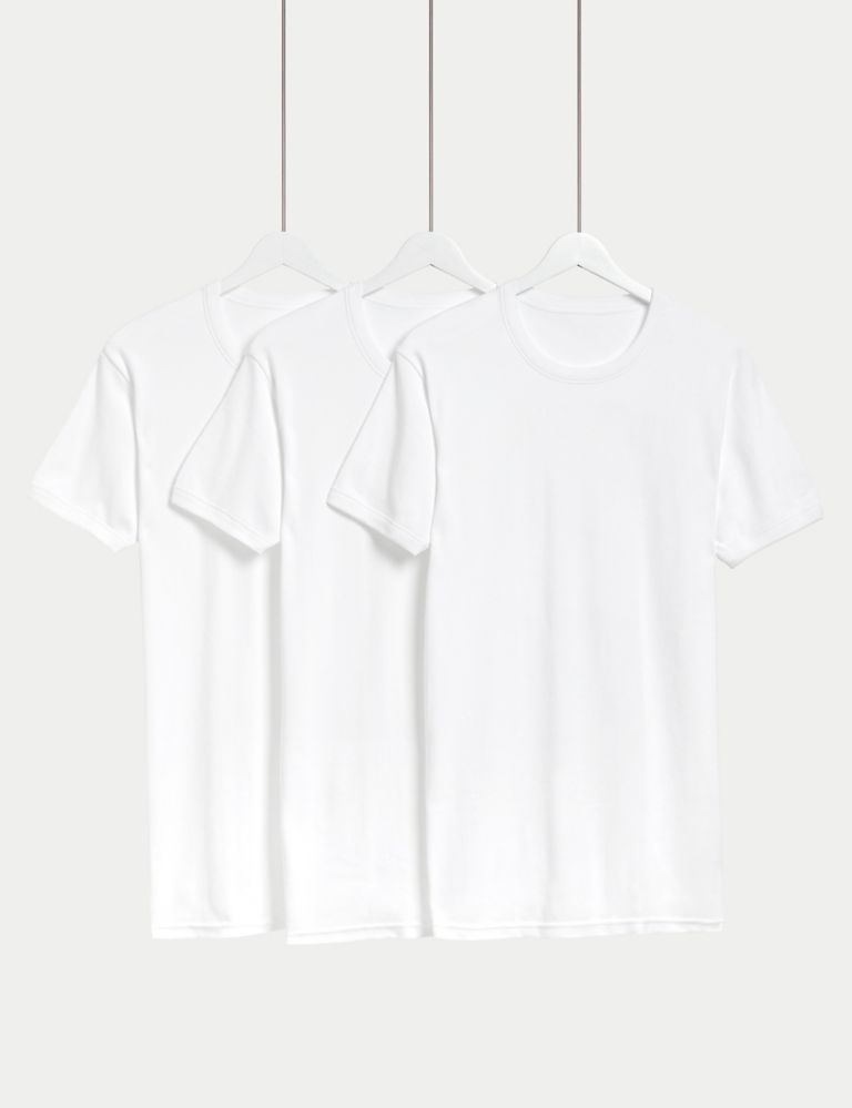 3pk Pure Cotton T-Shirt Vests 1 of 3
