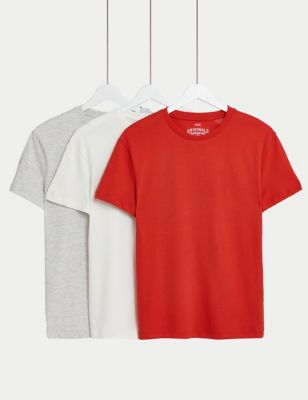 3pk Pure Cotton T-Shirts (6-16 Yrs) Image 1 of 1