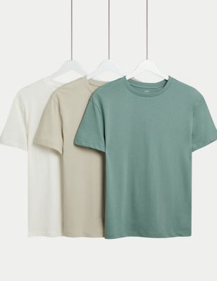 3pk Pure Cotton T-Shirts (6-16 Yrs) Image 1 of 1