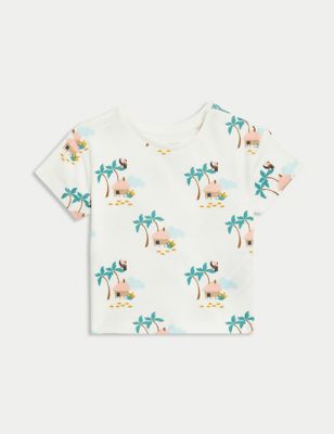 3pk Pure Cotton Tropical Print T-Shirts (0-3 Yrs) Image 2 of 4