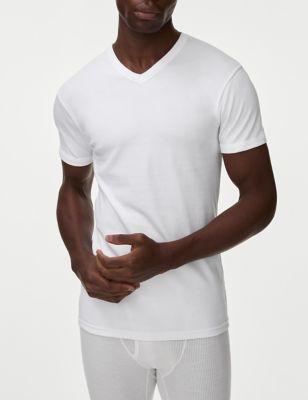 3pk Pure Cotton V-Neck T-Shirt Vests Image 2 of 3