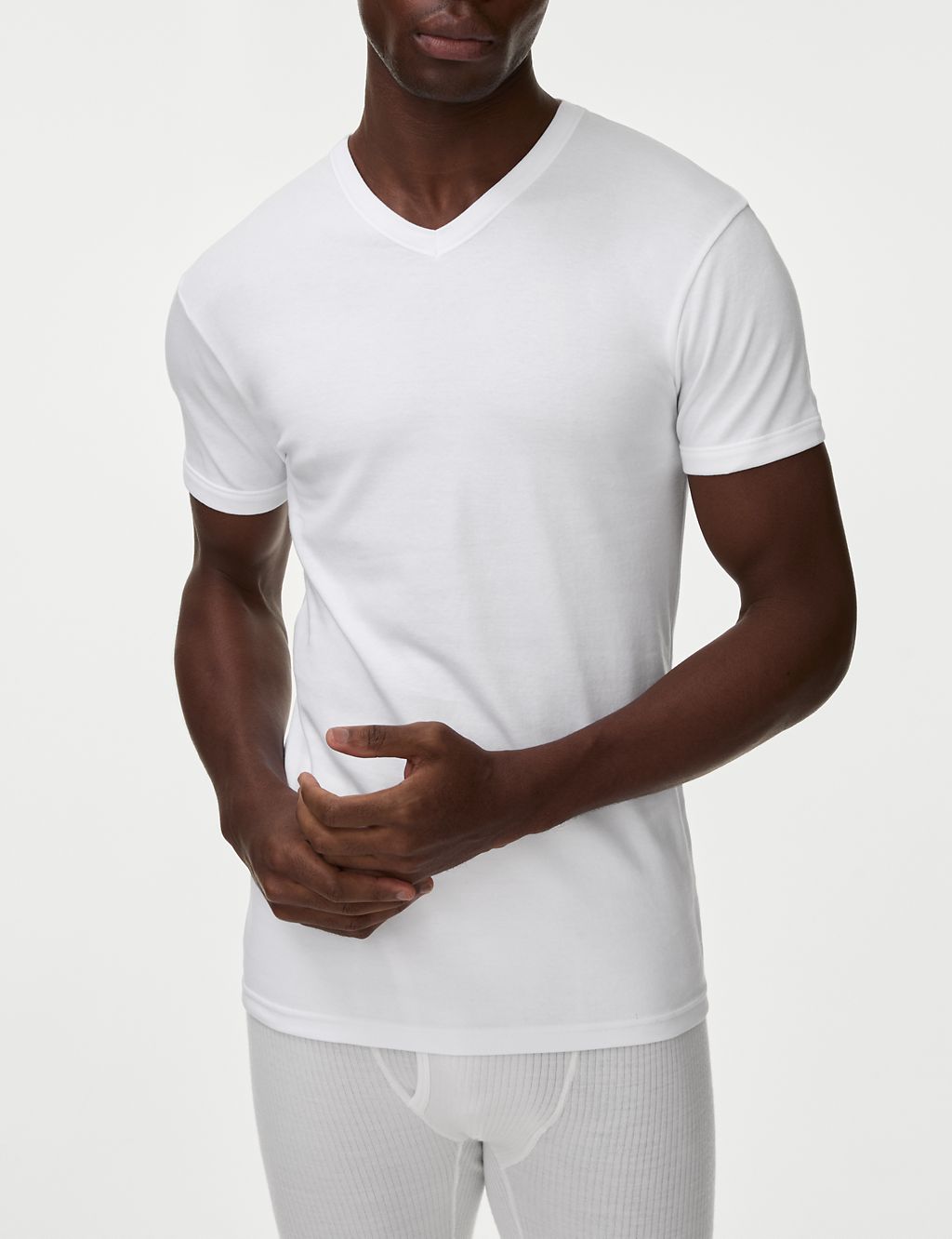 3pk Pure Cotton V-Neck T-Shirt Vests 1 of 3