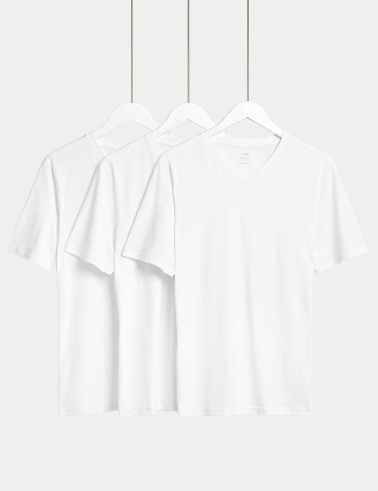 3pk Pure Cotton V-Neck T-Shirts 1 of 5