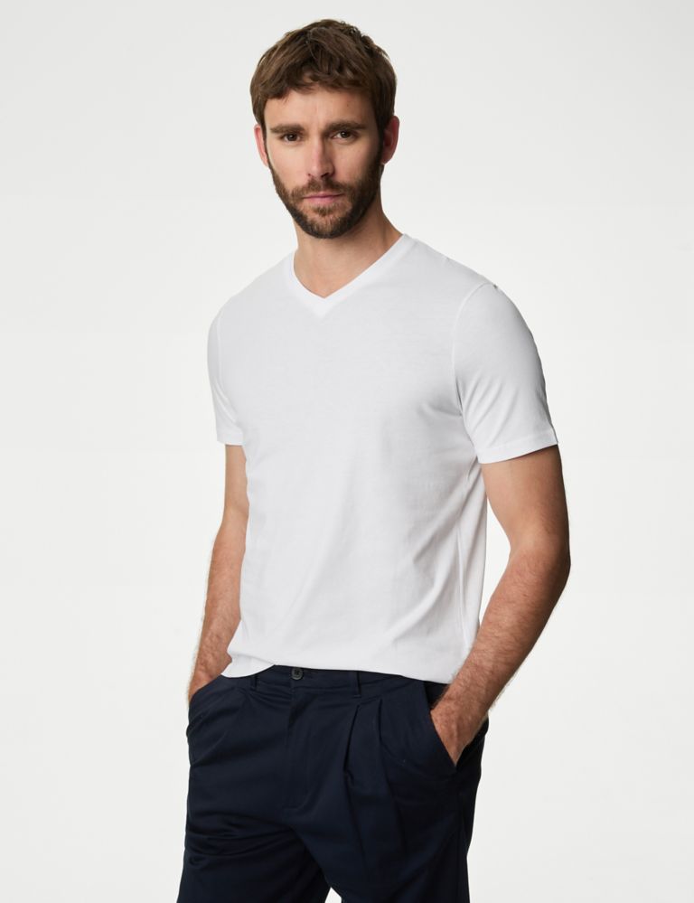 Lucky Brand Men's Undershirt – 100% Cotton Slim Fit V-Neck Short