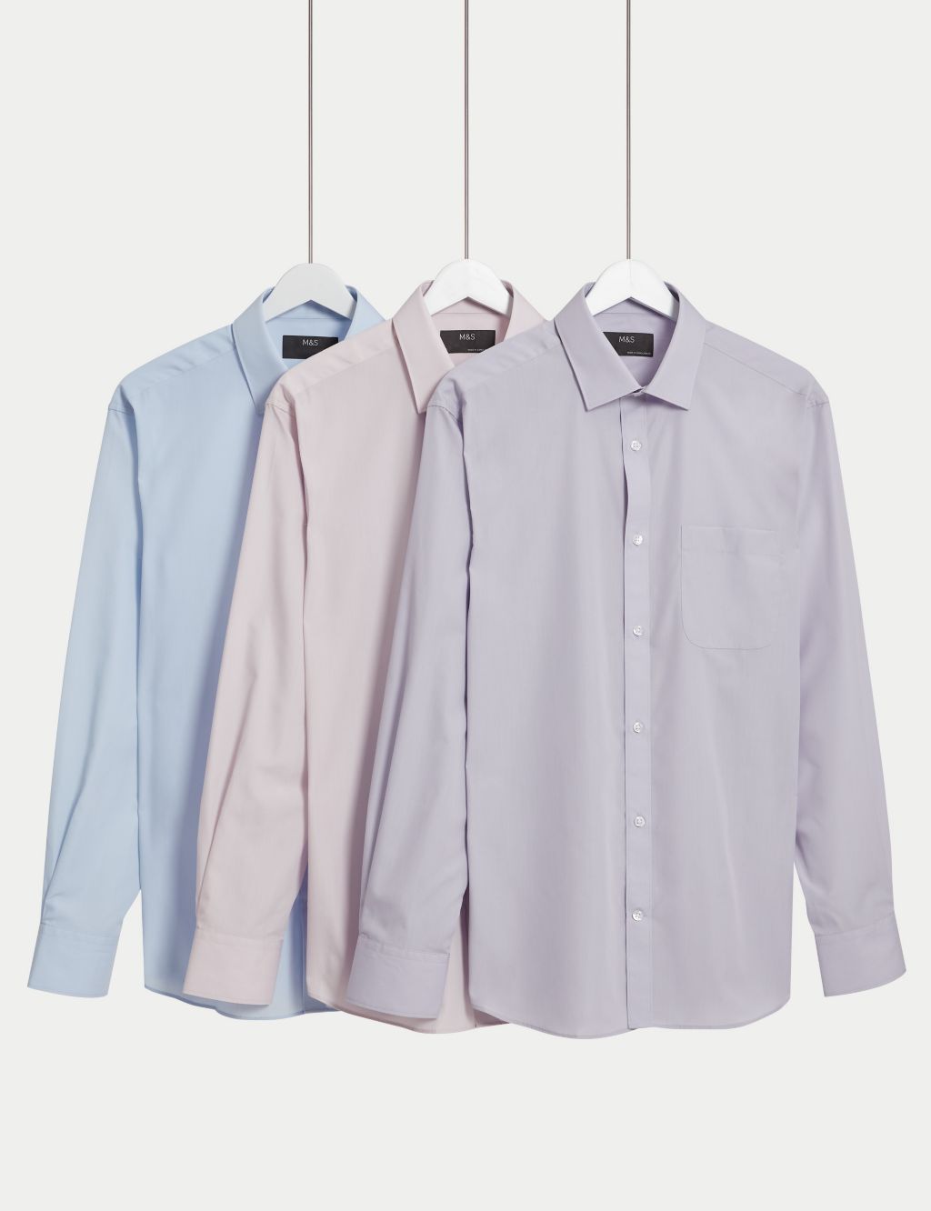3pk Regular Fit Easy Iron Long Sleeve Shirts | M&S Collection | M&S