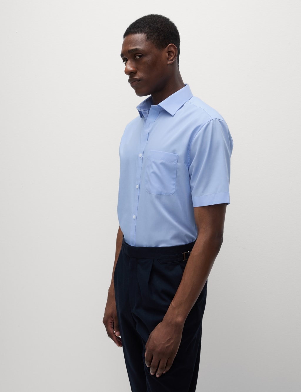 Mens short new arrivals sleeve blue shirt