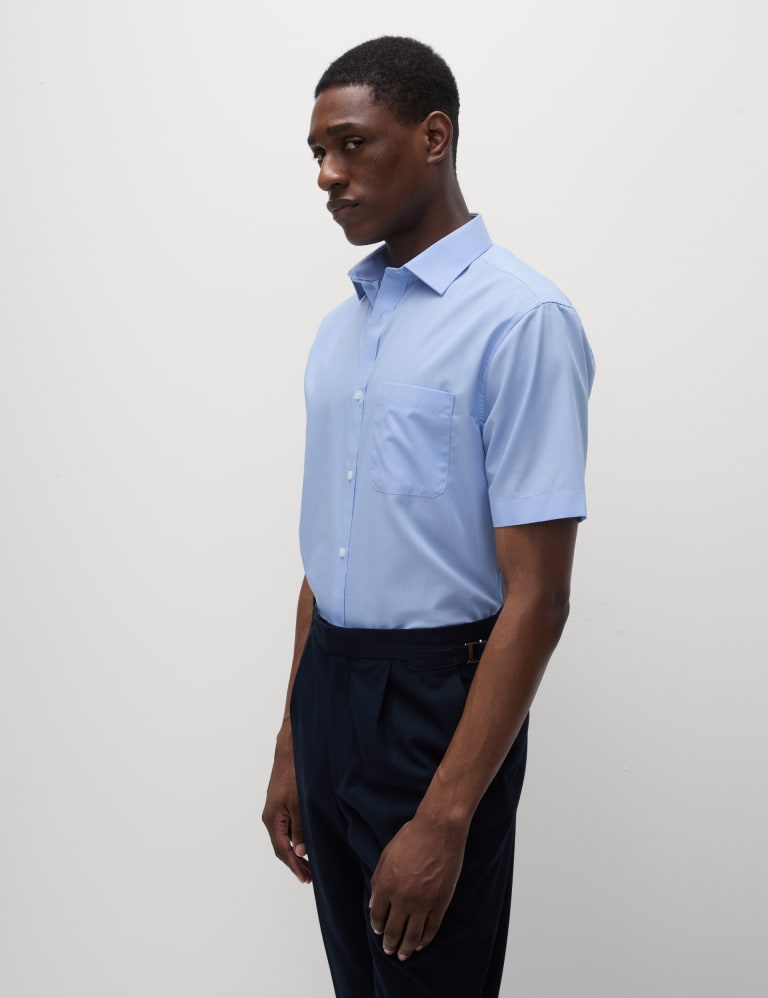 Mens short sleeve fitted dress shirts discount
