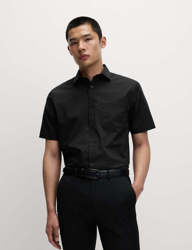 Mens short sleeve shirts black on sale