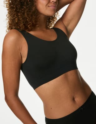 3pk Seamless Non Wired Crop Tops, M&S Collection