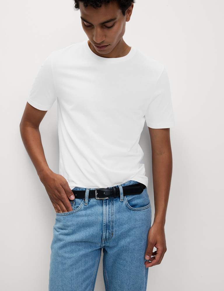 3pk Slim Fit Pure Cotton Crew Neck T Shirts