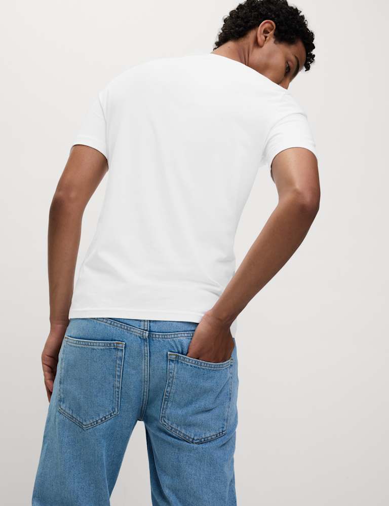 3pk Slim Fit Pure Cotton Crew Neck T Shirts