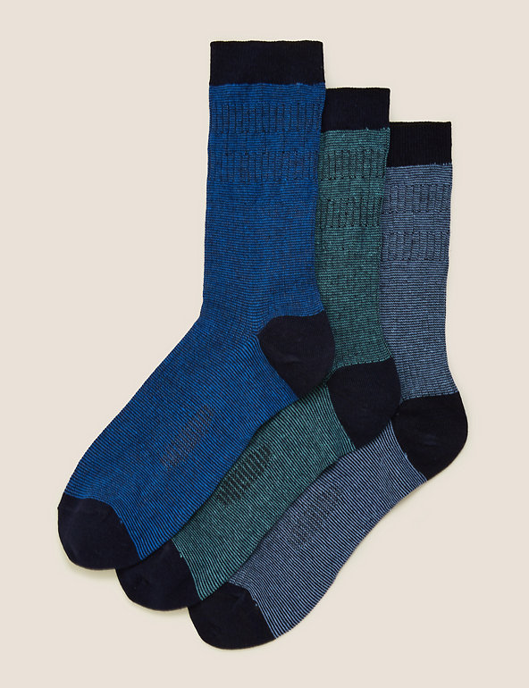 3pk Striped Gentle Grip Socks | M&S Collection | M&S