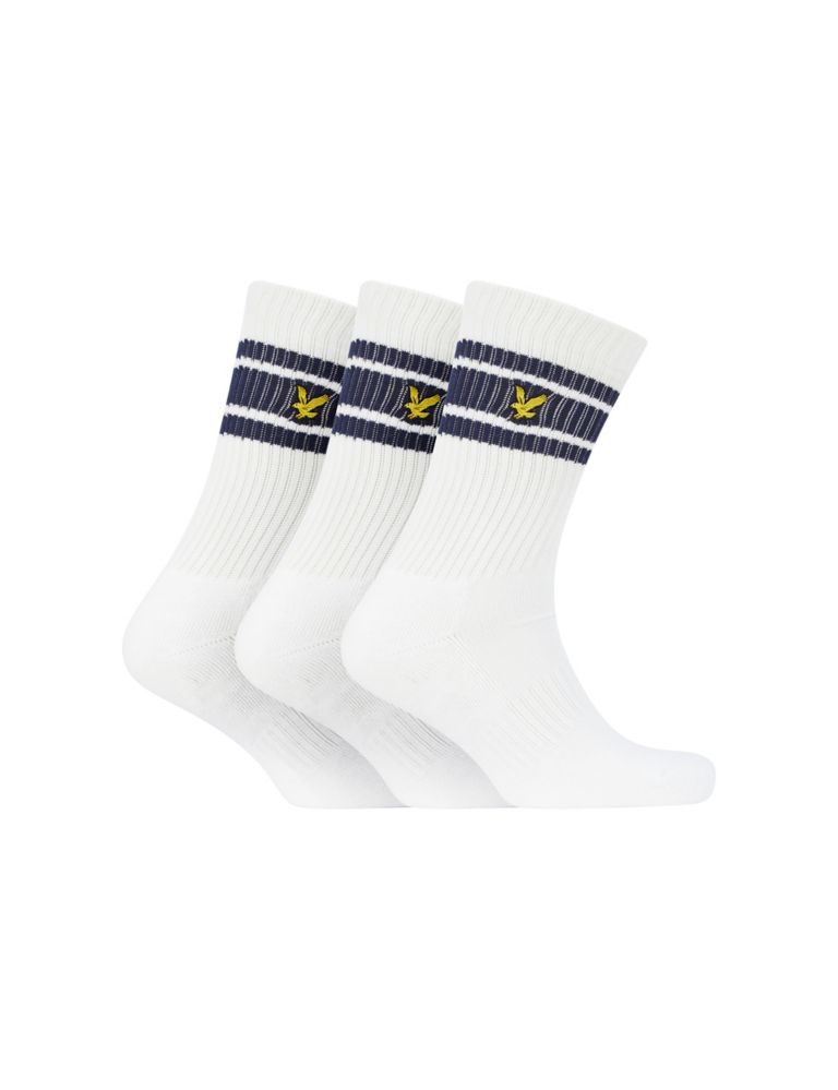 3pk Striped Logo Cotton Rich Sports Socks 1 of 2
