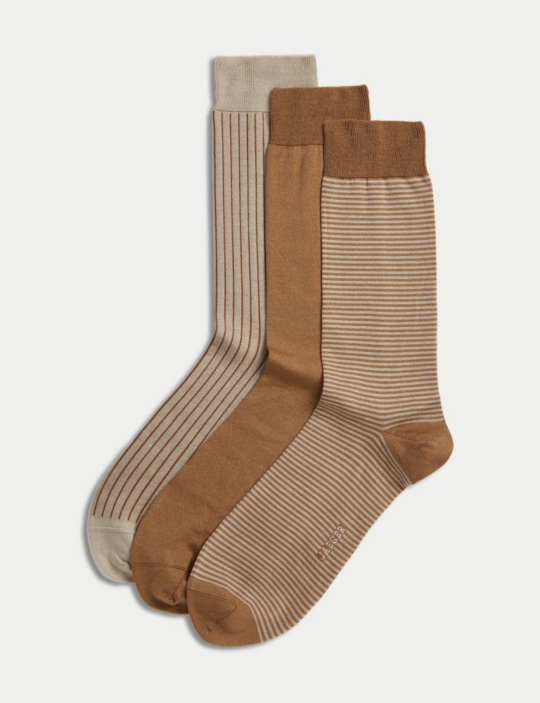 3pk Striped Mercerised Cotton Rich Socks 1 of 3