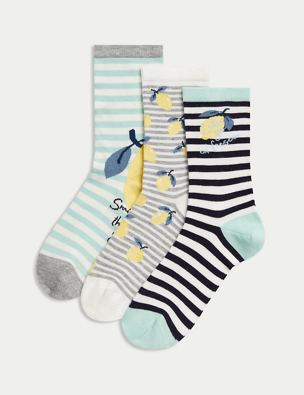 3pk Sumptuously Soft™ Lemon Ankle Socks Image 1 of 2
