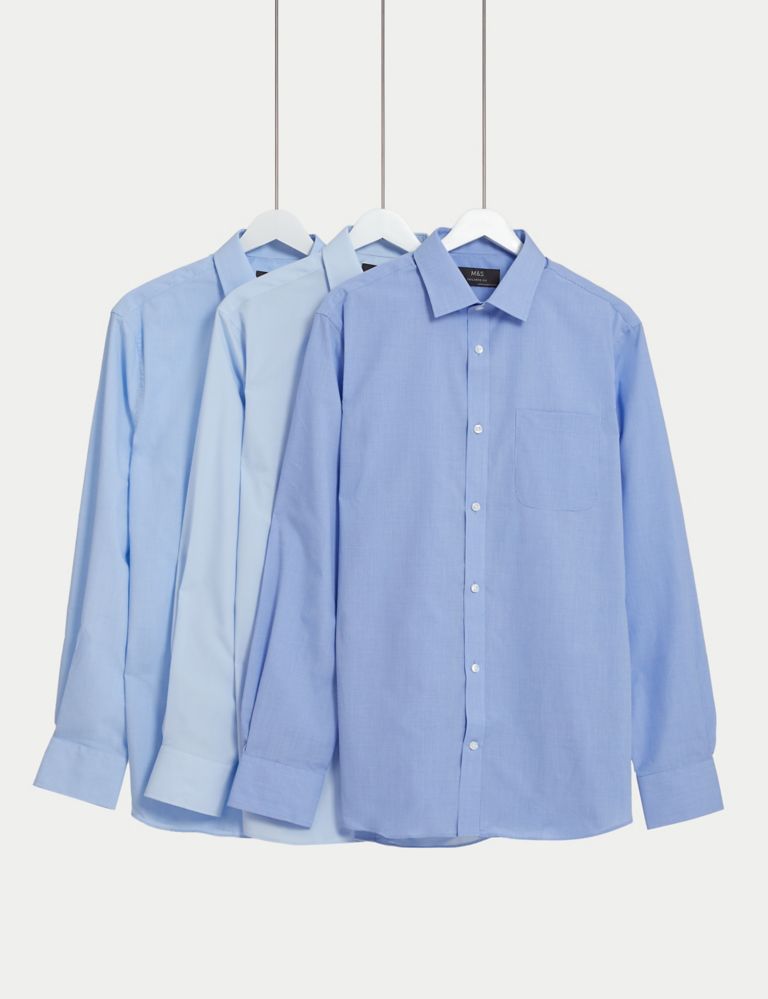 3pk Tailored Fit Easy Iron Long Sleeve Shirts 1 of 4