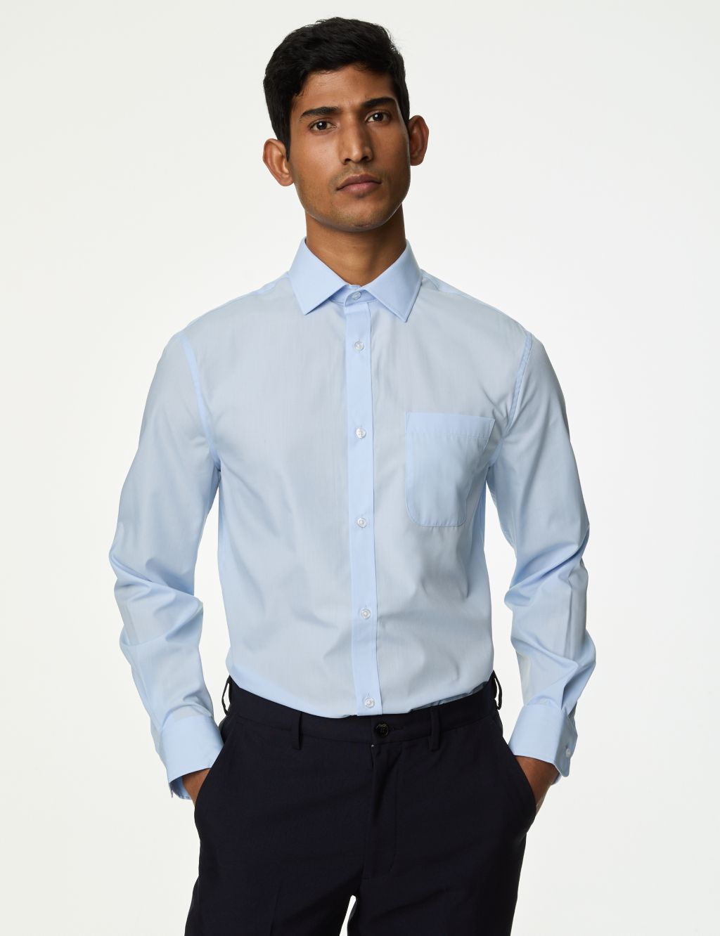 3pk Tailored Fit Long Sleeve Shirts | M&S Collection | M&S