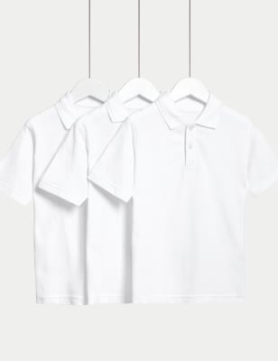 3pk Unisex Pure Cotton School Polo Shirts (2-16 Yrs) Image 2 of 6