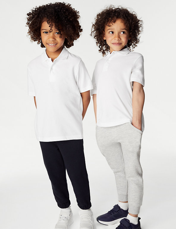 2 Pack Boys Long Sleeve Plain 100% Cotton Ages 3-16y Polo Shirts Children School T-Shirt Uniform Summer 
