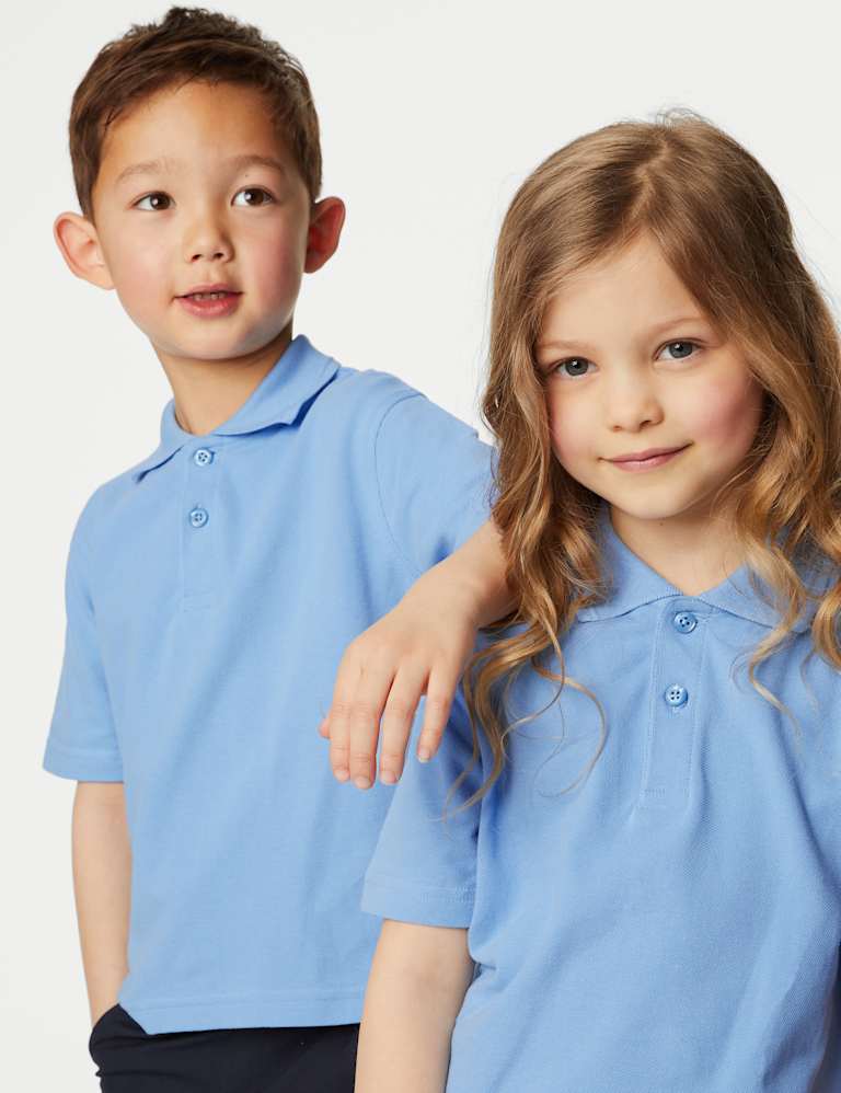 3pk Unisex Pure Cotton School Polo Shirts (2-16 Yrs) 1 of 6